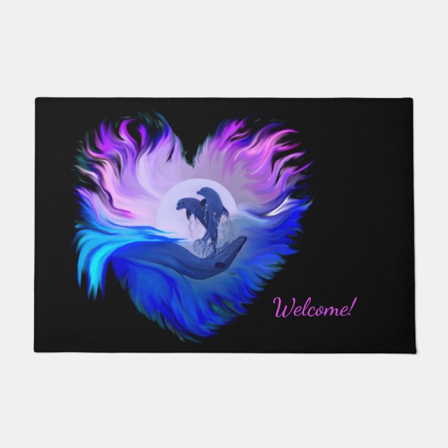 Tapete Golfinhos à Lua, Coração (Frente)