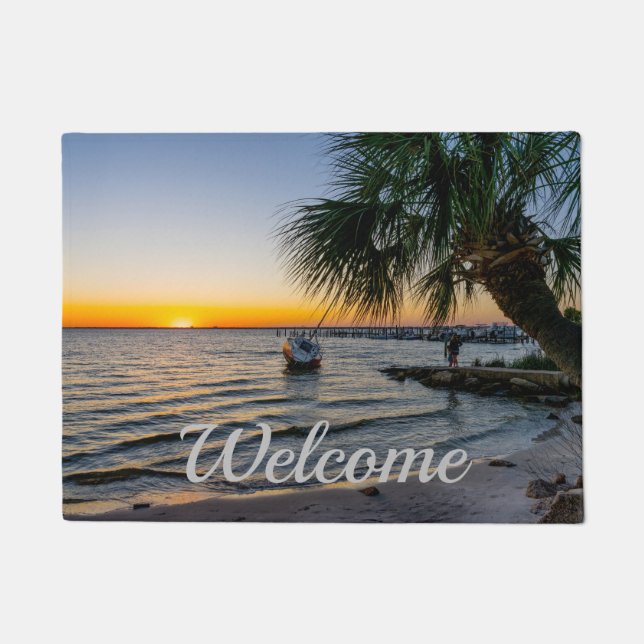 Tapete Golfo Breeze Florida Sunset Welcome Doormat (Frente)