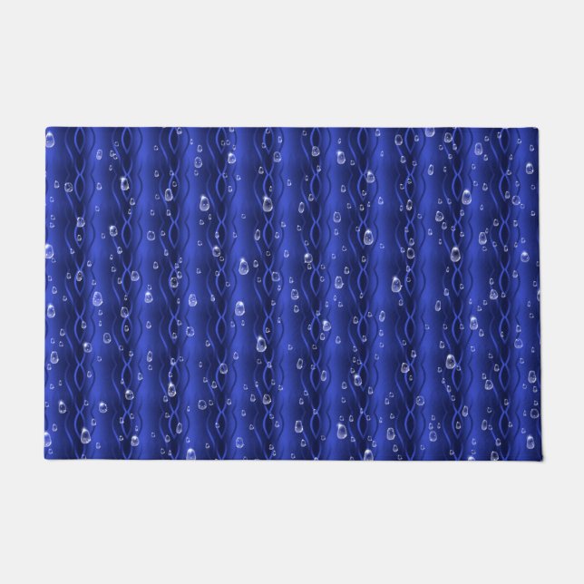 Tapete Gotas de chuva em metal azul (Frente)
