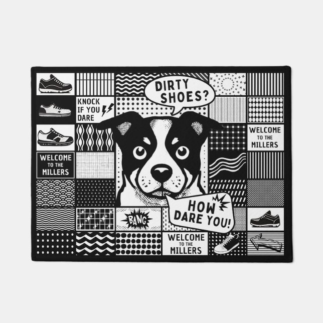 Tapete Grade bento com humor e cachorro em estilo pop art (Frente)