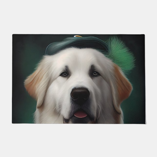Tapete Grande Cão Pirenéus no Traje do Dia de São Patríci (Frente)