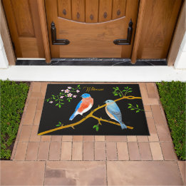 Tapete Grande de Pássaros Azuis