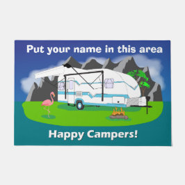 Tapete Grande doormat retro do reboque, cerceta, único