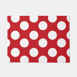 Tapete Grande Doormat vermelho e branco das bolinhas