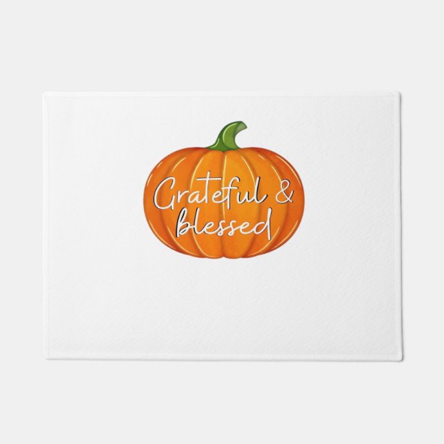 Tapete Grateful e abençoado - Pumpkin Cai no Ação de Graç (Frente)