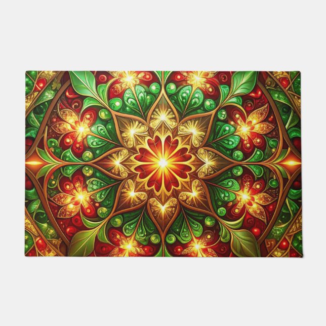 Tapete Green Red Decorative Holiday Doormat (Frente)