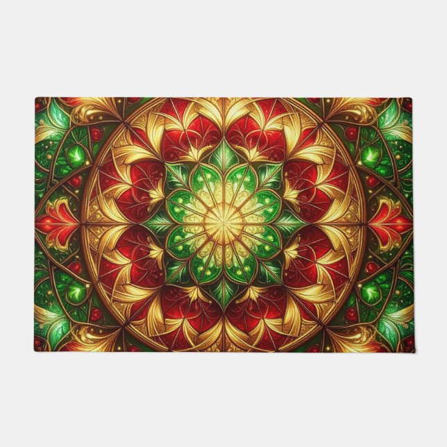 Tapete Green Red Decorative Holiday Doormat (Frente)
