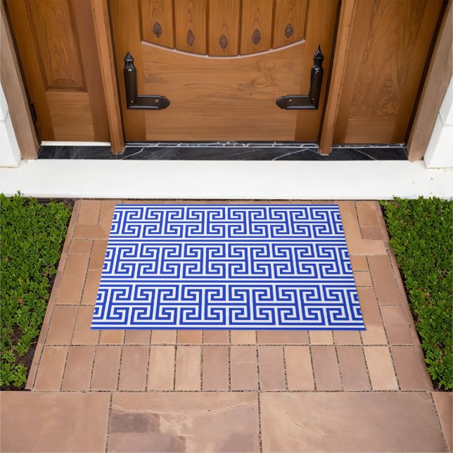 Tapete Grego Meander Key Square H Patterno Blue (Ar livre)