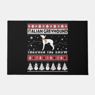 Tapete Greyhound Italiano Através de Neve Fácil Natal