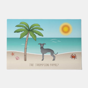 Tapete Greyhound Italiano Azul Na Praia Tropical De Verão