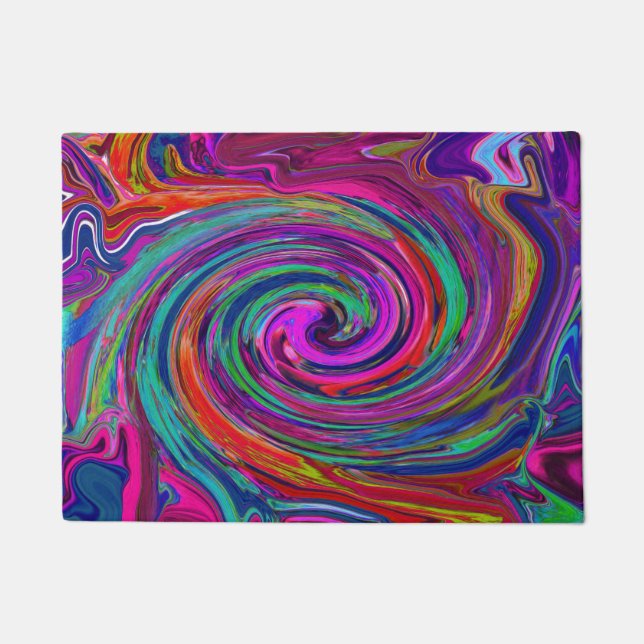 Tapete Groovy Abstrato Retro Magenta Dark Rainbow Swirl (Frente)
