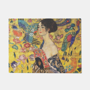 Tapete Gustav Klimt Lady Com Pintura Fan Art Nouveau