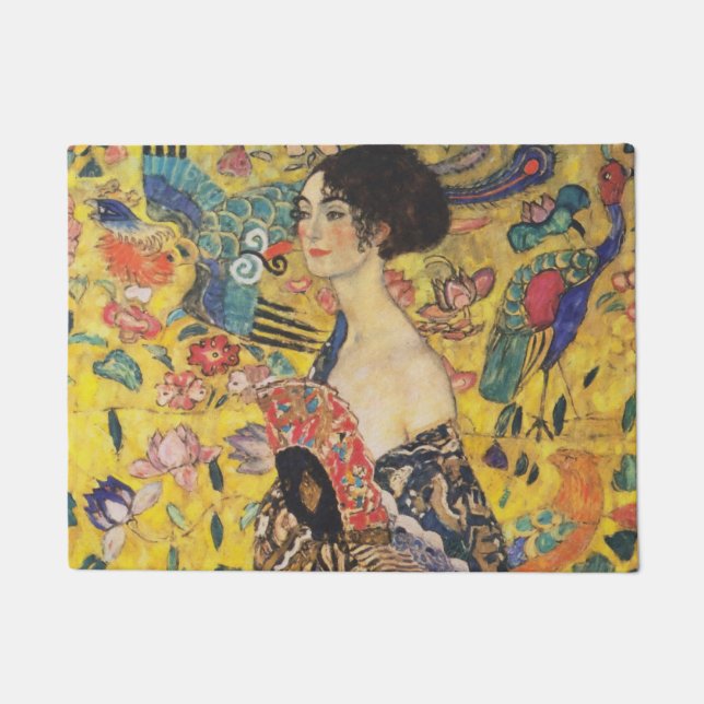 Tapete Gustav Klimt Lady Com Pintura Fan Art Nouveau (Frente)