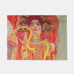 Tapete Gustav Klimt Red Woman Dourada pintura Cobra