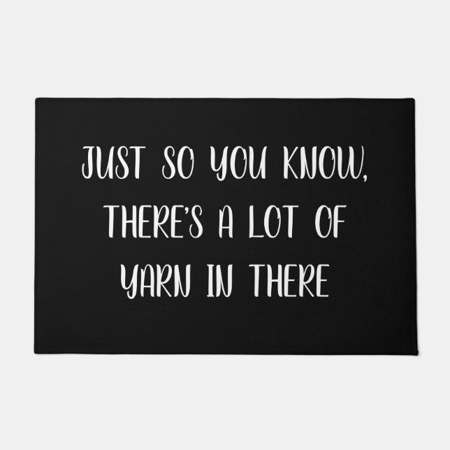 Tapete Há muito Yarn Black White Knitter Engraçado (Frente)