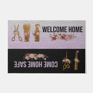 Tapete Hair Salon Welcome Doormat, Venha Para Casa Seguro