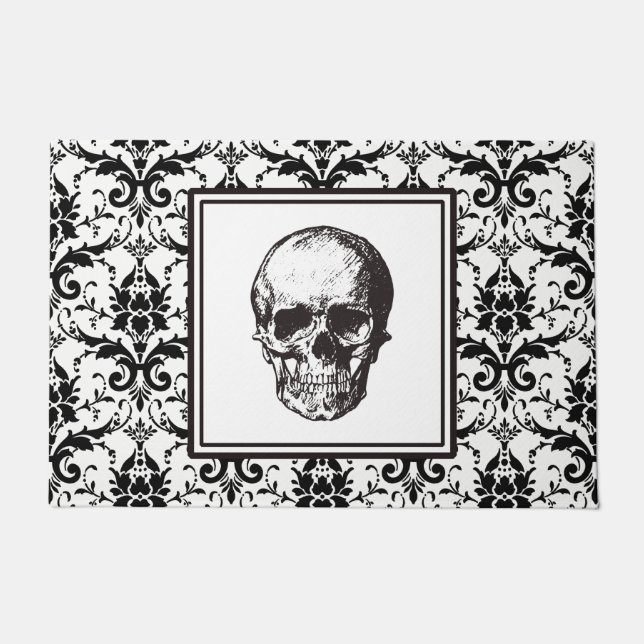 Tapete HALLOWEEN Black Gothic Cor damasco Skull (Frente)