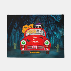 Tapete Halloween De Carro De Condução De Cães Dalmáticos