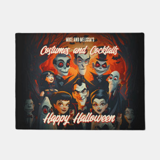 Tapete Halloween Vintage dos Anos 50 Laranja e Preto de M