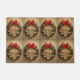 Tapete happy new year 2026 golden wreath door mat