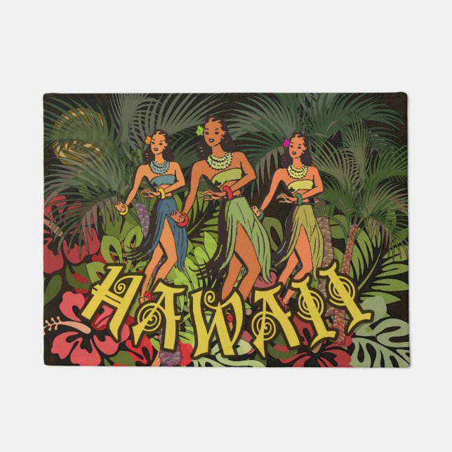 Tapete Hawaii Aloha Palm Hula Art Design (Frente)