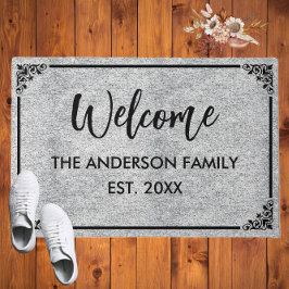 Tapete Heather | Monograma Moderno Nome da Família Bem-vi