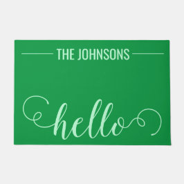 Tapete HELLO Nome Personalizado da Família Bem-vindo Mat 