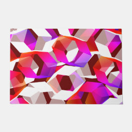 Tapete Hexágonos cor-de-rosa e mais cores, fundo vermelho