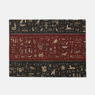 Tapete Hieroglyphs egípcios antigos - couro vermelho