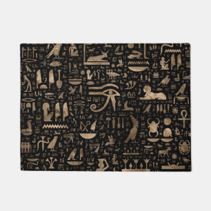 Tapete Hieroglyphs egípcios antigos - preto e ouro
