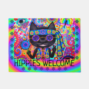 Tapete Hippies Bem-Vindo Black Cat Shades Roxo Engraçado