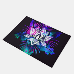 Tapete Hipster Retro-Tech Teto Roxo De Flor De Lotus Com