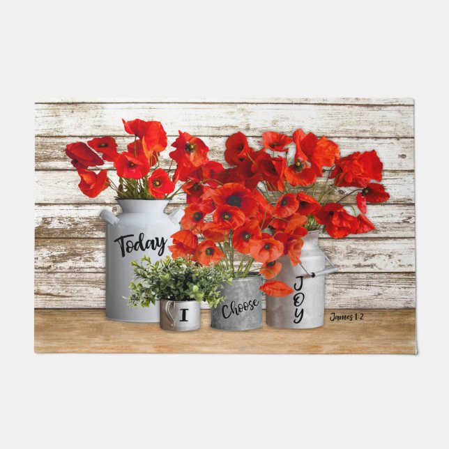 Tapete Hoje Escolho Joy Poppies Doormat (Frente)