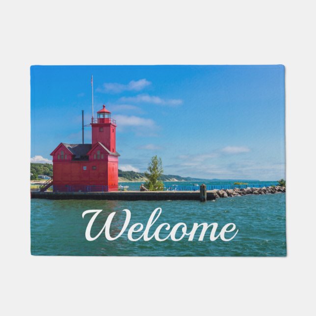 Tapete Holanda Harbor Lighthouse Bem-Vindo Doormat (Frente)