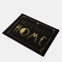 Home Sweet Home Dourado Art Deco Sinal
