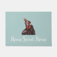 Home Sweet Home Rooster Cinza Floor Mat