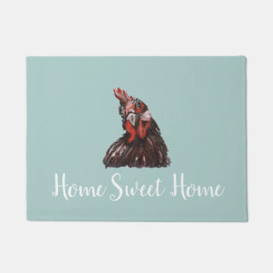 Tapete Home Sweet Home Rooster Cinza Floor Mat