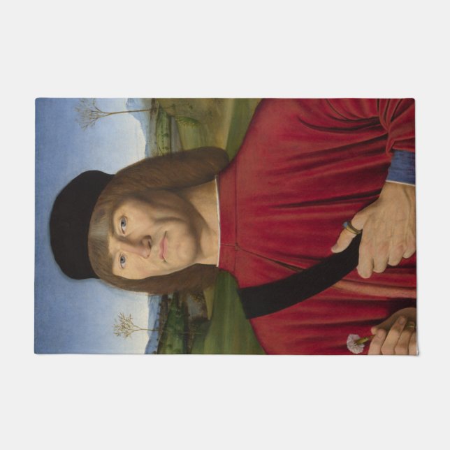 Tapete Homem Forte com cravo rosa (Arte Renascentista) (Frente)