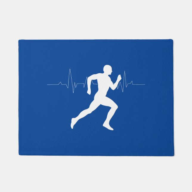 Tapete Homem Runners Silhouette em Fundo Azul (Frente)
