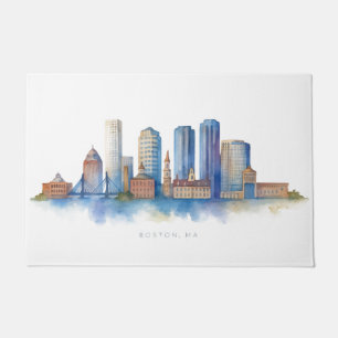 Tapete Horizonte de Boston em Aquarela Moderno Boston M