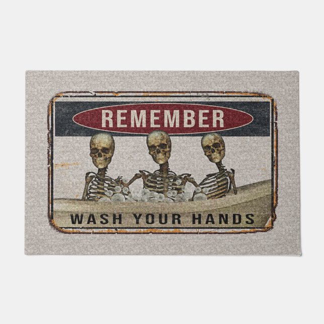Tapete Horror Bem-Vindo Porta, Engraçado Skeleton Doormat (Frente)