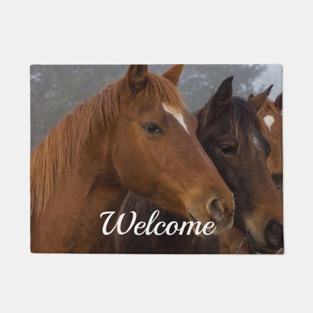 Tapete Horse Triplets Dormat Bem-vindo (Frente)