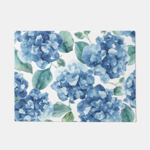 Tapete Hortênsia Blues Padrão de Flor de Flores em Aqua