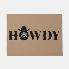 Tapete Howdy Cowboy Raccoon Western Funny Welcome Mat