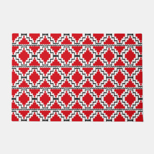 Tapete Ikat Aztec Tribal, Vermelho, Preto e Branco