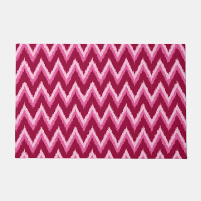 Tapete Ikat Chevron Stripes - Borgonha, Rosa e Rosa (Frente)