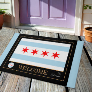 Tapete Illinois & Chicago Flag, City house mat /sport EUA