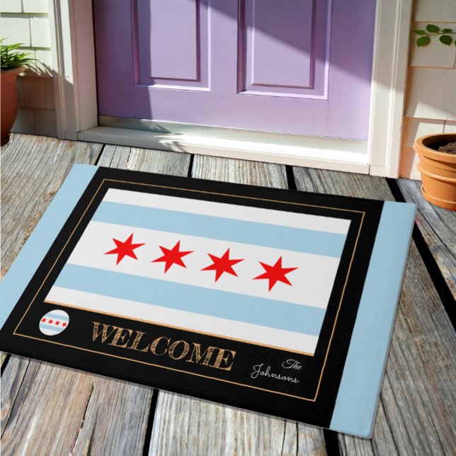 Tapete Illinois & Chicago Flag, City house mat /sport EUA (Criador carregado)