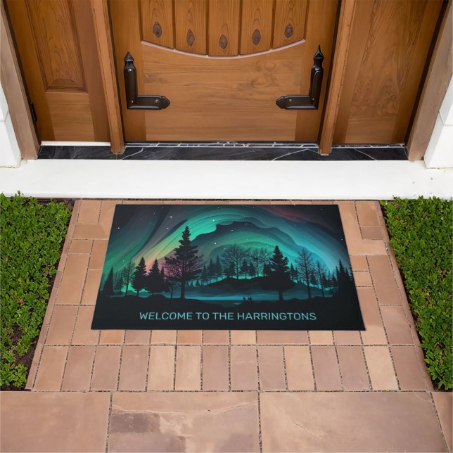 Tapete Ilustração Aurora Borealis de Texto Personalizado (Ar livre)
