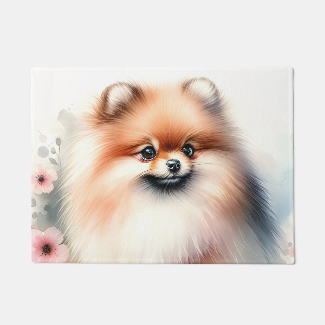 Tapete Ilustração de aquarela da Pomerânia Cuta (Frente)